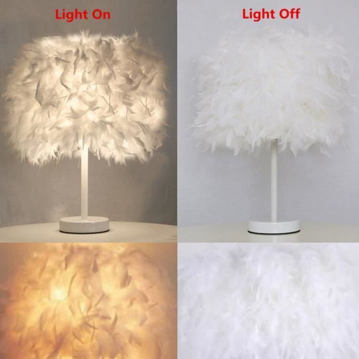 LED Créative Lampe De Table Chevet Veilleuse Plume Blanche Décor