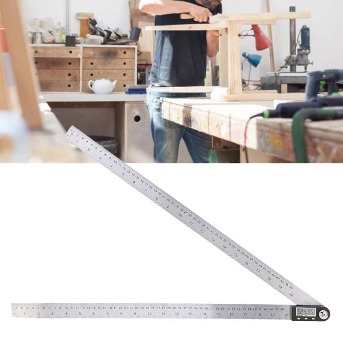 Règle D'angle Numérique 500mm/20 Pouces - Acier Inox Avec Viseur Et Rapporteur