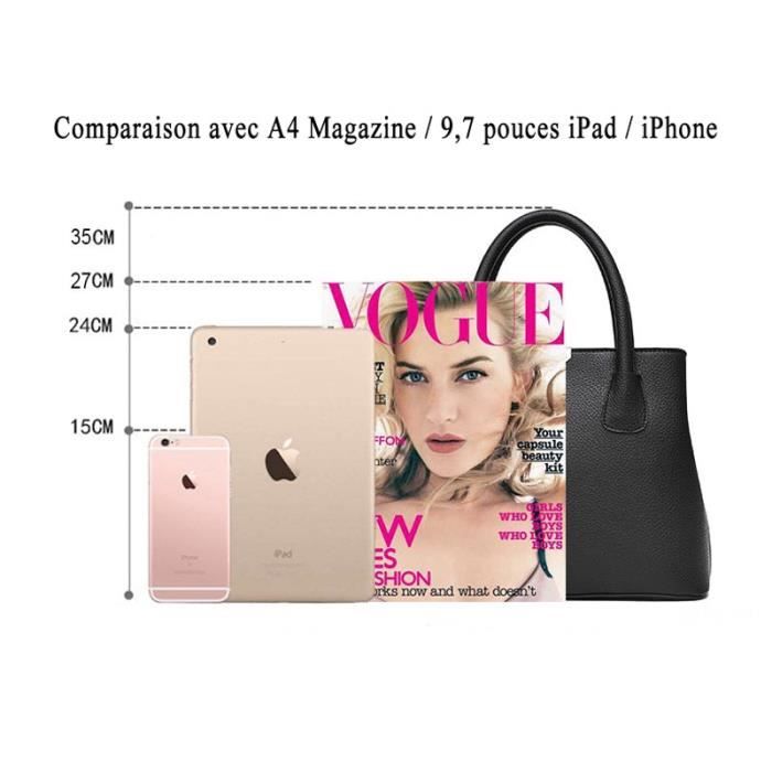 HIMS Sac à Bandoulière Femme En Cuir Véritable – Sangle Large – 3 Compartiments – Avec Boule De Poils