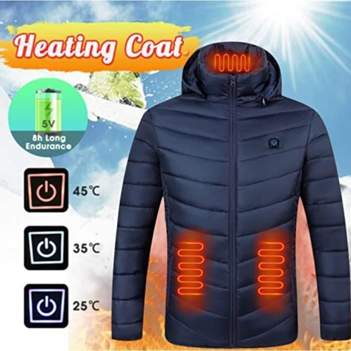 Nouveau hiver chaud veste chauffante hommes manteau extérieur à capuche manches  longues USB électrique