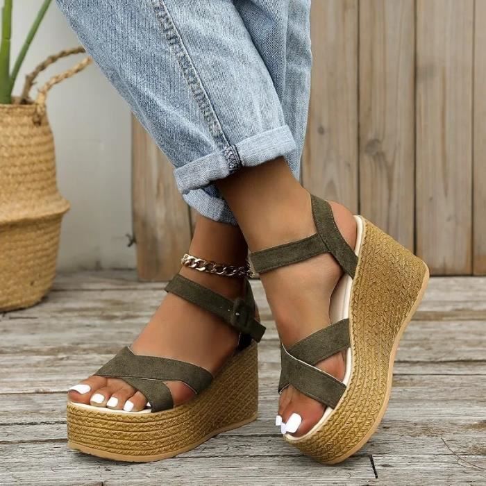 Chaussure compensée verte clearance