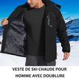 JANZDIYS Parka de Ski Homme-3XL/5XL-Noir-Respirant et Evacuant l'humidité-Convient aux Sports de Plein Air-Avec Capuche-Hiver Chaud-3
