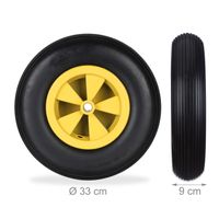 Roue Brouette 3.50-6 Relaxdays Increvable - Caoutchouc PU Jante Plastique 100kg