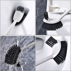 Brosse WC à Long Manche Bleue - Tête Incurvée Double Face - Nettoyage Des Toilettes