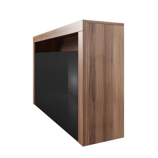 Armoire Buffet Bas Contemporain Luna 155 Cm Corps Prunier Marron Avant Noir Brillant Achat Vente Buffet Bahut Armoire Buffet Bas Contempo Soldes Sur Cdiscount Des Le 20 Janvier Cdiscount