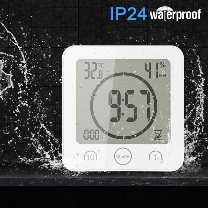 Horloge De Salle De Bain étanche - Grand écran LCD Affichant Heure, Température Et Humidité - Compte à Rebours 99 Min Horloge Chauffe Eau