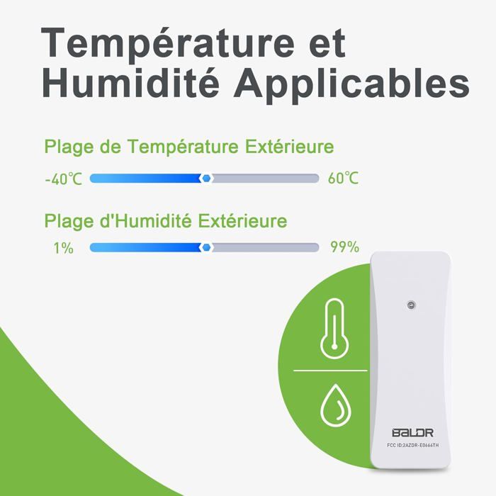 Capteur De Température Et D’humidité Sans Fil – Pour Station Météo, Compact Et Léger