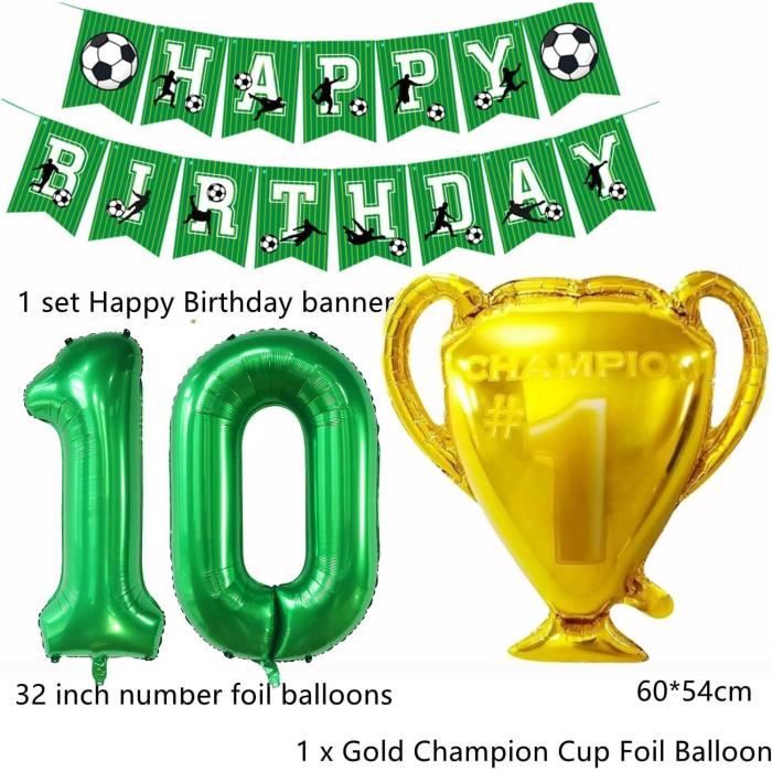 Kit Vaisselle Anniversaire Football Pour 20 Invités – Assiettes, Serviettes, Gobelets, Pailles, Nappe, Bannière & Ballons – Thème Foot Enfant