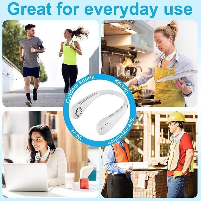 Ventilateur De Cou Portable SMAERDEVIL 4000 MAh - Flux D'Air 360°, 3 Vitesses, Sans Lames, Silencieux Pour Voyage, Sport Et Bureau