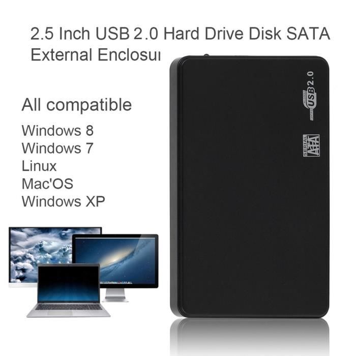 HURRISE Boîtier disque dur externe HDD 2.5 pouces capacité 2 To, USB3.0,  compatible Windows, OS X, Vista - Cdiscount Informatique