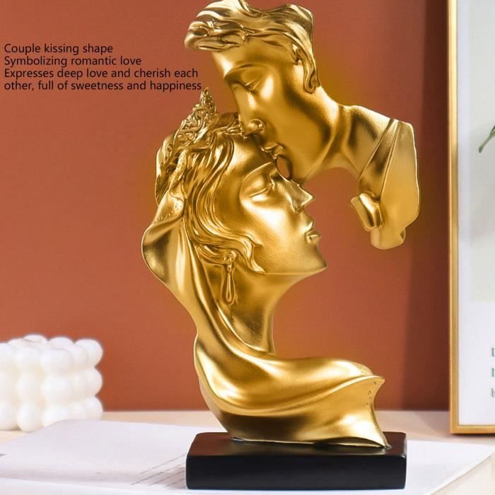 HYFAN Statue d'amour en céramique pour couple câlin - Décoration