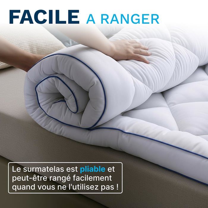 CATAVANA Surmatelas 140x200 Cm Mousse à Mémoire De Forme 4,5 Cm - 13 Zones De Soutien Ergonomique Pour Matelas 2 Places, Clic-Clac Et Canapé Convertible