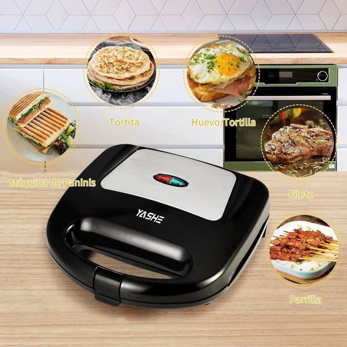Grill Panini, 750W Appareil Panini avec Plaques Anti-adhésif, Appareil