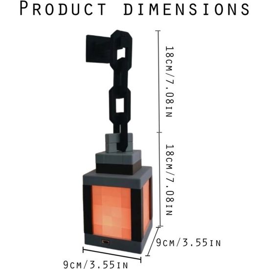 Veilleuse LED Lanterne Pixelisée 3D - 16 Couleurs, Rechargeable, Avec Télécommande