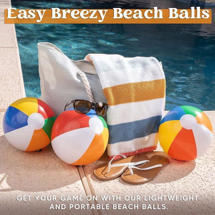 Set De 6 Balles De Plage Arc-en-ciel – PVC Gonflable, Pour Piscine, Plage, Jardin, Jeux D’eau été, Fêtes, Cadeau