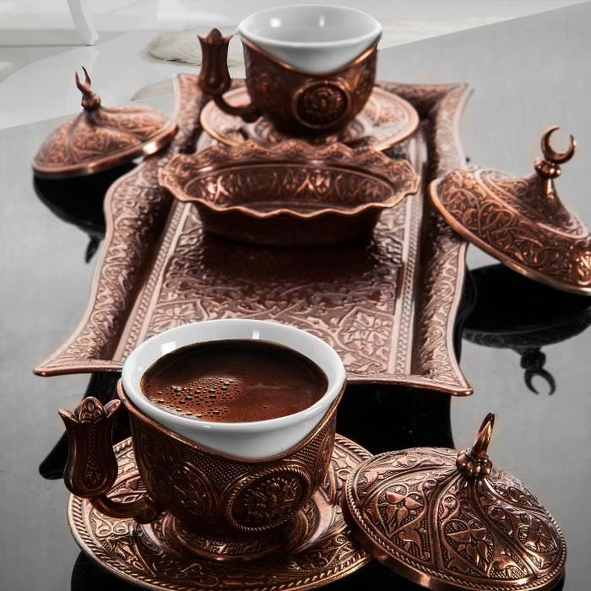Café turc-Espresso Big Set plateau ottoman Bol Cuivre porcelaine Choisir Couleur