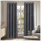 Deconovo Lot de 2 Rideaux Occultants Thermique Rideaux Motif Point Argenté à oeillet 140x180cm Gris Foncé