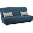 GRUHIER COMFORT BULTEX Banquette clic-clac - 3 places - Tissu bleu + Coussins déco gri