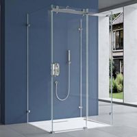 Cabine de douche rectangulaire avec porte coulissante 80x110 Sogood Ravenna17-2U paroi de douche transparent en forme U