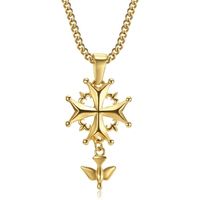 BOBIJOO Jewelry - Pendentif Collier Femme Enfant Croix Huguenote Protestant Acier Or Dore Plaque Chaine