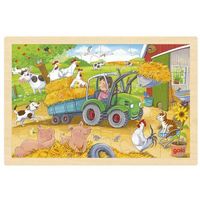 Puzzle en bois Petit tracteur GOKI - 24 pièces - Animaux - Pour enfants de 3 ans et plus