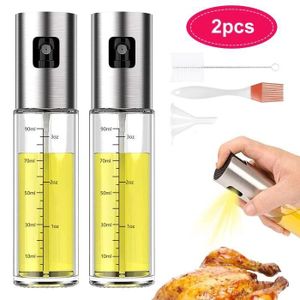 Pulvérisateur Réutilisable 300 Ml Pour Huile D'olive Et Vinaigre - Noir, Acier Inox Et Plastique