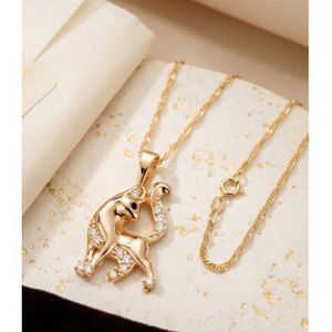 Collier Neuf Doré Avec Pendentif Chat Multicolore - Sans Nickel, Métal, Idéal Cadeau