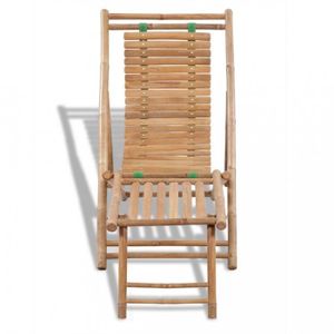 CHAISE LONGUE Bains de soleil - Chaise de terrasse en bambou avec repose-pieds - Marron - Bois - Adulte