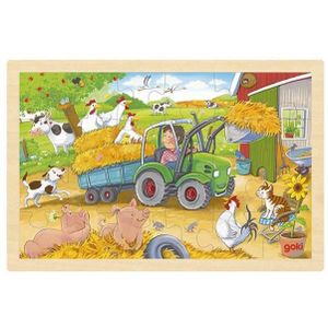 PUZZLE Puzzle en bois Petit tracteur GOKI - 24 pièces - A