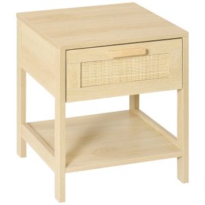 RELAX4LIFE Table De Chevet Rotin Cannage Avec Tiroir - Meuble De Nuit Élégant Pour Chambre Et Salon