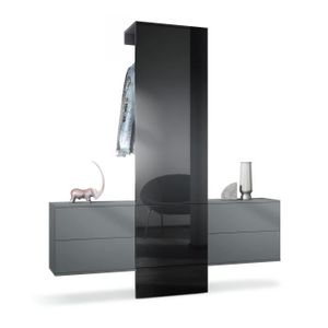 MEUBLE D'ENTRÉE Vestiaire Garderobe Carlton Set 3, anthracite mat - noir haute brillance (157 x 193 x 35 cm)