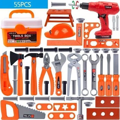 MQVXT 25 Pièces Jouet Outils Pour Enfants - Perceuse Électrique Sonore Et Accessoires Construction