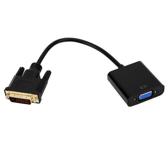 Adaptateur DVI-D Mâle Vers VGA Femelle - 24+5 Broches Vers 15 Broches, Conversion Numérique/analogique, Plug & Play