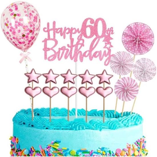 Decoration Gateau Anniversaire 60 Ans,Happy Birthday Cake Topper