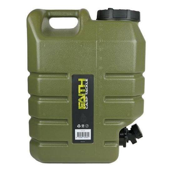 Jerrycan Faith – 20L (environ), Robinet Verseur, Qualité Alimentaire, Vert Mat, Robuste Pour Camping Et Pêche