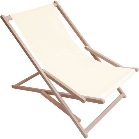 Transat De Jardin Pliant En Bois De Hêtre Imprégné - SPRINGOS - Jaune