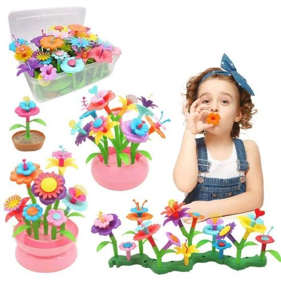 Jouets pour filles de 3, 4, 5, 6 et 7 ans, jeu de construction de jardin de  fleurs, activité éducative, Stem, pour enfants d'âge préscolaire jouet