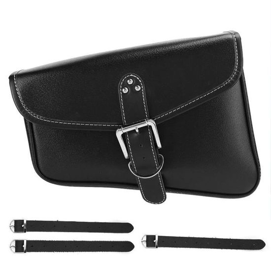 Sacoches Moto Cuir PU Vintage Imperméables - Sacs Latéraux Universels 22.5x18x10 Cm, Sac Selle Outils Bagages Facile à Installer