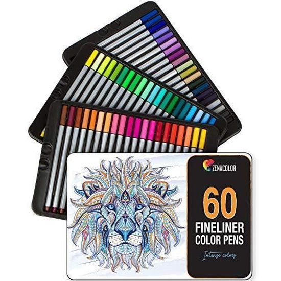 60 Feutres A Pointes Fines Fineliners Pour Coloriage Zenacolor Stylos A Poin Cdiscount Beaux Arts Et Loisirs Creatifs