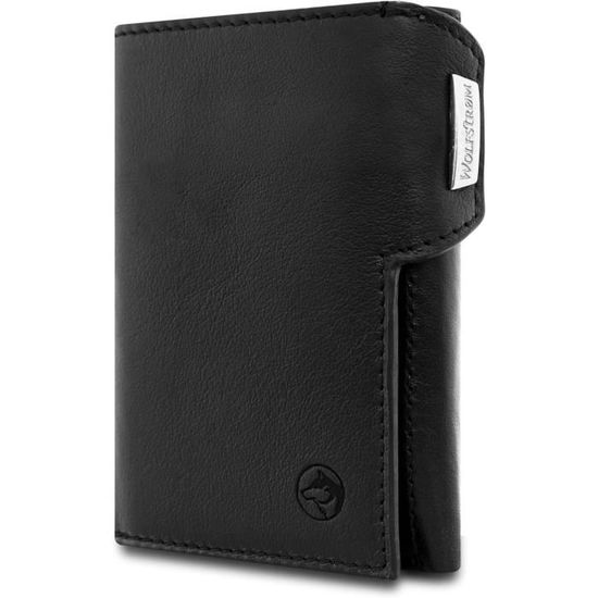 Lot De 2 Porte-monnaie Homme Noir Compact 11x8 Cm - Mini Portefeuille, Porte Cartes Et Clés - Cuir PU Multifonction