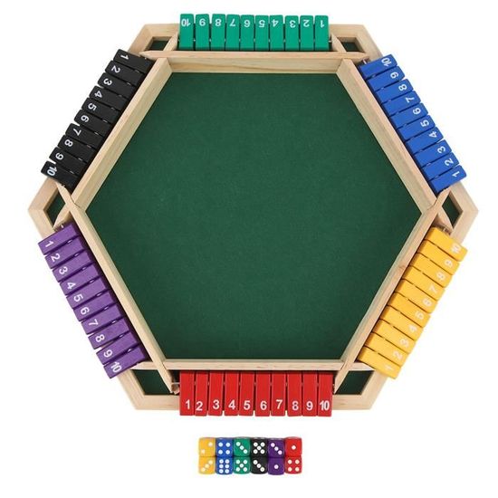Jeu De Dés '6 Out' En Bois De Samena - Boîte En Bois Précieux - Pour 2 à 6 Joueurs - À Partir De 6 Ans - LOGOPLAY