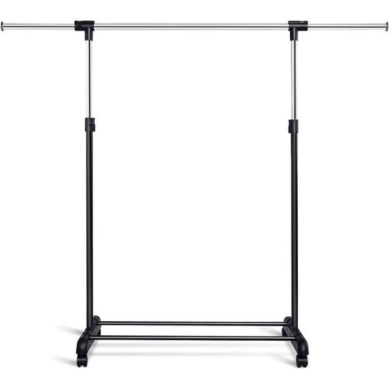 Portant à Vêtements Double Tringle Avec Roulettes MISSLO - Réglable, Robuste 68kg, Design Moderne Noir