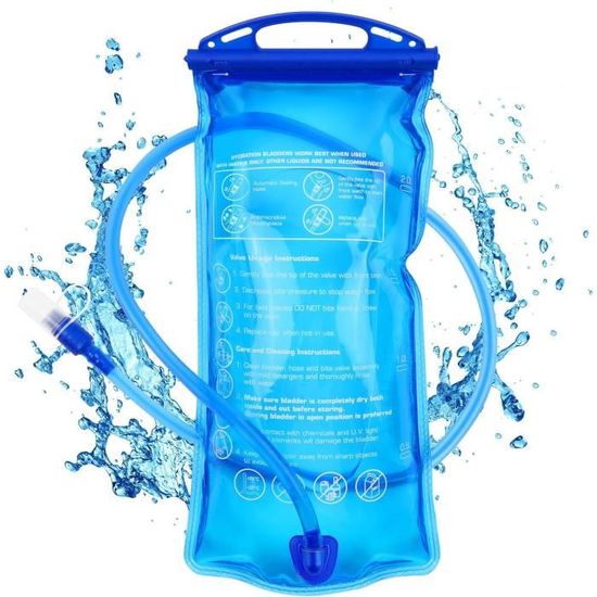 Poche D’hydratation Pliable XZSUN – 1L/2L/2.5L/3L – PEVA Sans BPA, Grande Ouverture, Tube Isolé – Pour Vélo, Rando, Camping