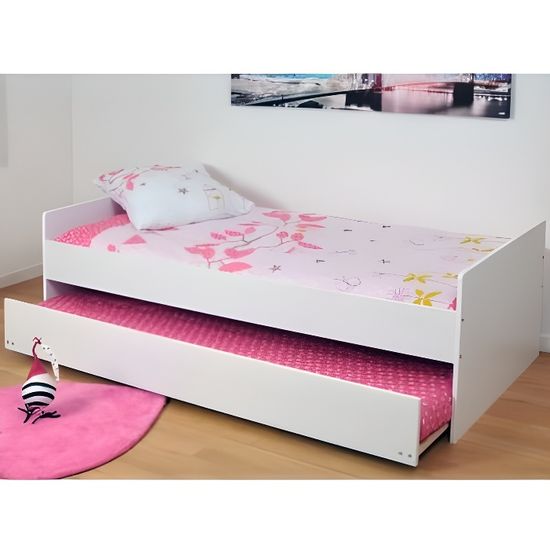 Lit Gigogne Nolan 90x190cm Laque Blanc Cdiscount Maison Lit Gigogne Nolan 90x190cm Laque Blanc Cdiscount Maison