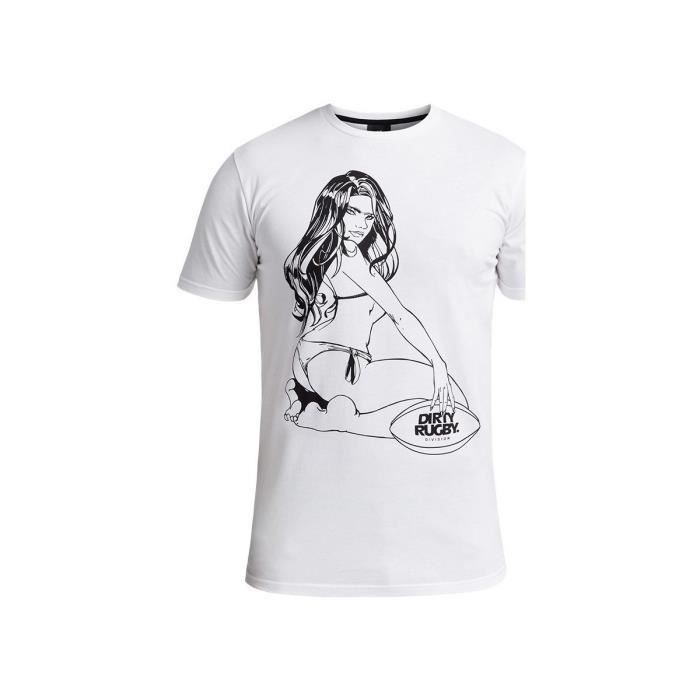RUGBY DIVISION - Tee shirt manches courtes BUMPER blanc 100% coton