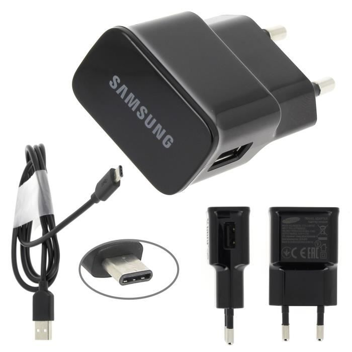 Chargeur USB Original 2A + Câble USB-C 1m Pour SAMSUNG Galaxy NOTE 10 - Galaxy NOTE 10 Plus - Galaxy Fold - XCover 4S - A80 ... et +