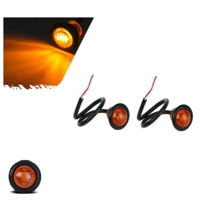 2x Mini Feux De Gabarit Bouton Led 24V Orange Plaque d'Immatriculation Eclairage