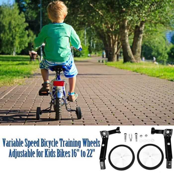 Roues d'entraînement de vélo à vitesse variable réglables pour enfants 16 -à 22- (noir)