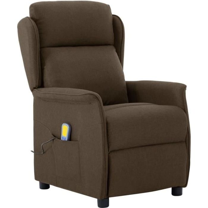 Fauteuil de massage électrique, fauteuil relax inclinable Marron Tissu