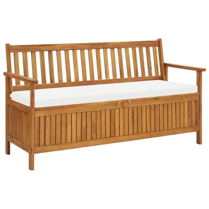 Banc de rangement Coffre de rangement Malle de rangement - avec coussin 148 cm Bois d'acacia solide Nouveau *954045